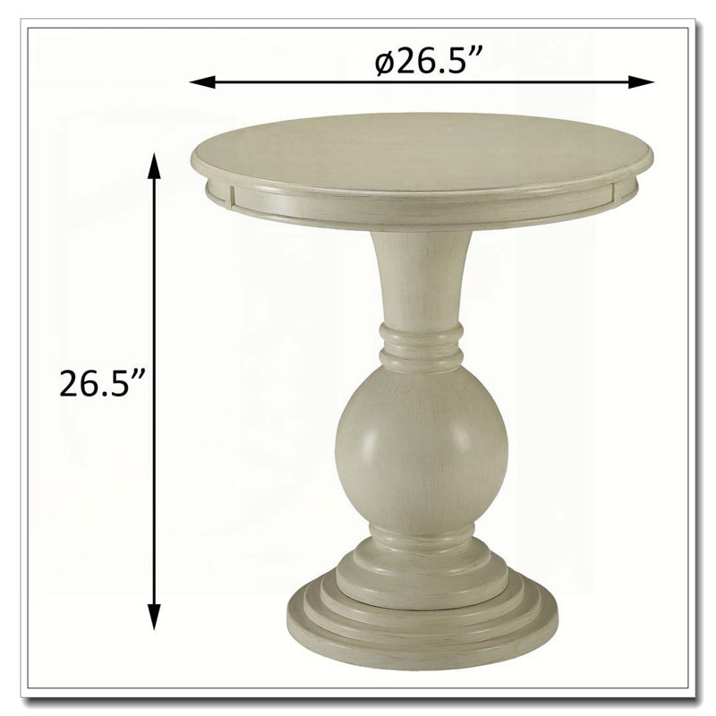 Table d'appoint blanc antique avec base piédestal