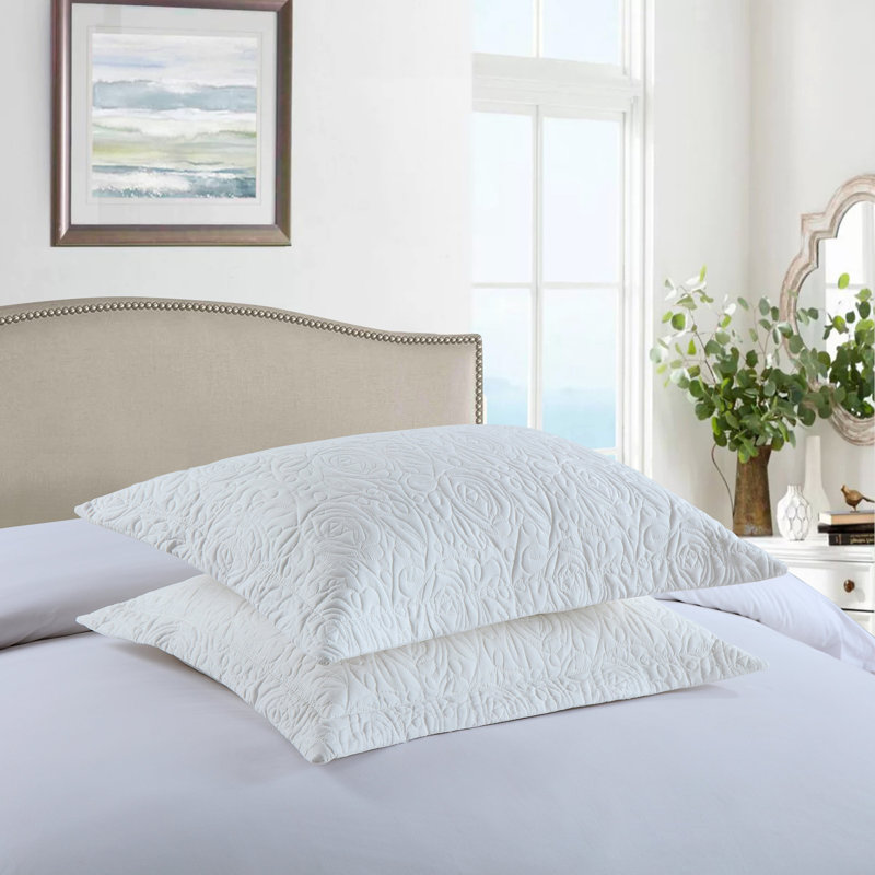 Cream Embroidered Hypoallergenic King Cotton Pillow Shams