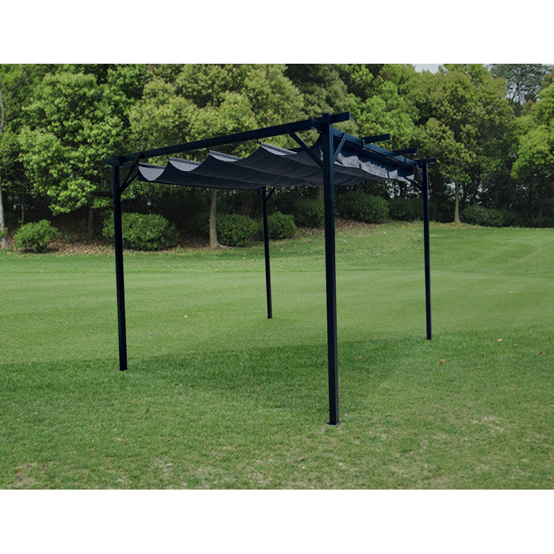 9,7 pi L 11,6 pi. D Pergola en acier avec auvent