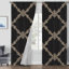 2Pcs rideaux noirs avec motif de vigne dorée, rideaux de fenêtre à motif géométrique élégant pour la cuisine de la chambre à coucher du salon, passe-tringle, panneaux filtrants de lumière