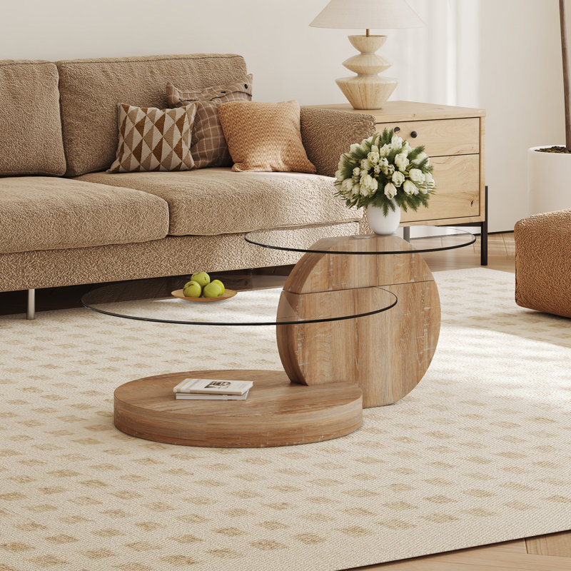 Table basse gigogne moderne Varese, Ivoire ivoire, Clair, H 17 po x l 42 po x P 31,5 po