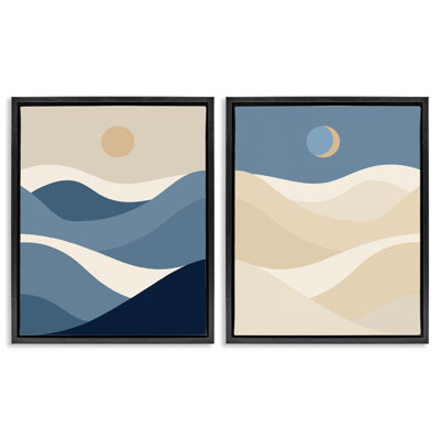  Ensemble de 2 toiles flottantes encadrées Moon Over Soft Ripples par Daphne Polselli