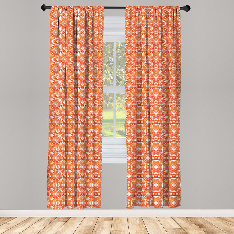 East Urban Home Folk 4-Panel Curtains, Floral Doily-like Ornament, 56" W x 84" L
