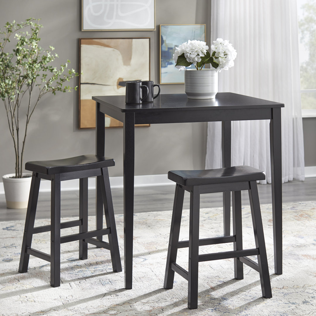 Cliodhna 3 Piece Counter Height  Solid Wood Dining Set Gracie Oaks Color: Black
