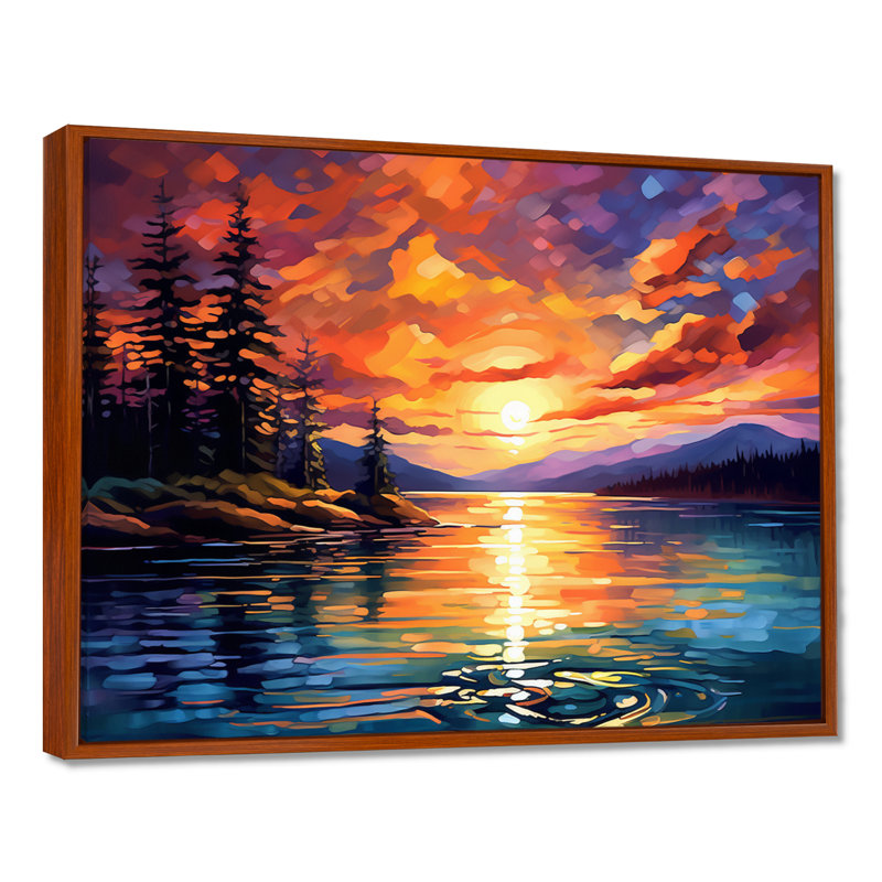 Coucher de soleil avec des reflets colorés IV - art côtier coucher de soleil sur toile, H 16 po x l 32 po x P 1 po
