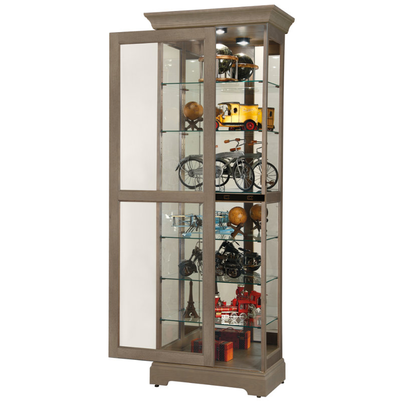 Martindale Solid Wood Lighted Curio Cabinet, Gray