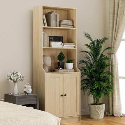Damilja 27.5" W x 75.5" H Standard Bookcase 3 Shelf with Two Doors