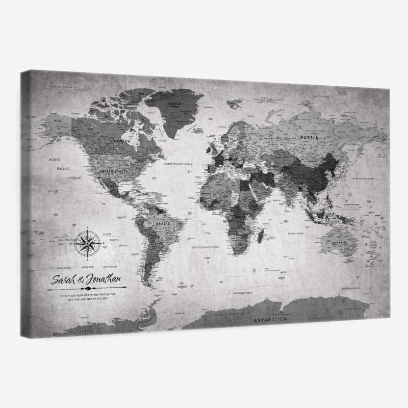 Personalized Life II Push Pin World Map, 30" H x 45" W