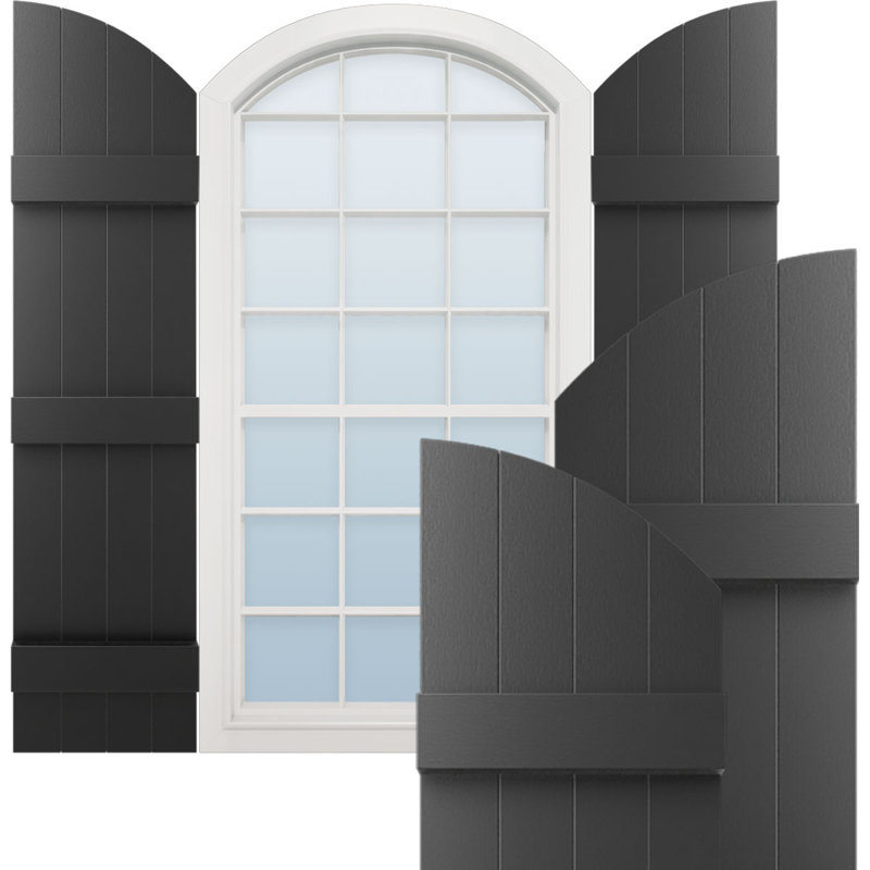 Rideaux en vinyle standard à 4 planches jointes, H 89 po x l 14 po x P 1 po, Noir