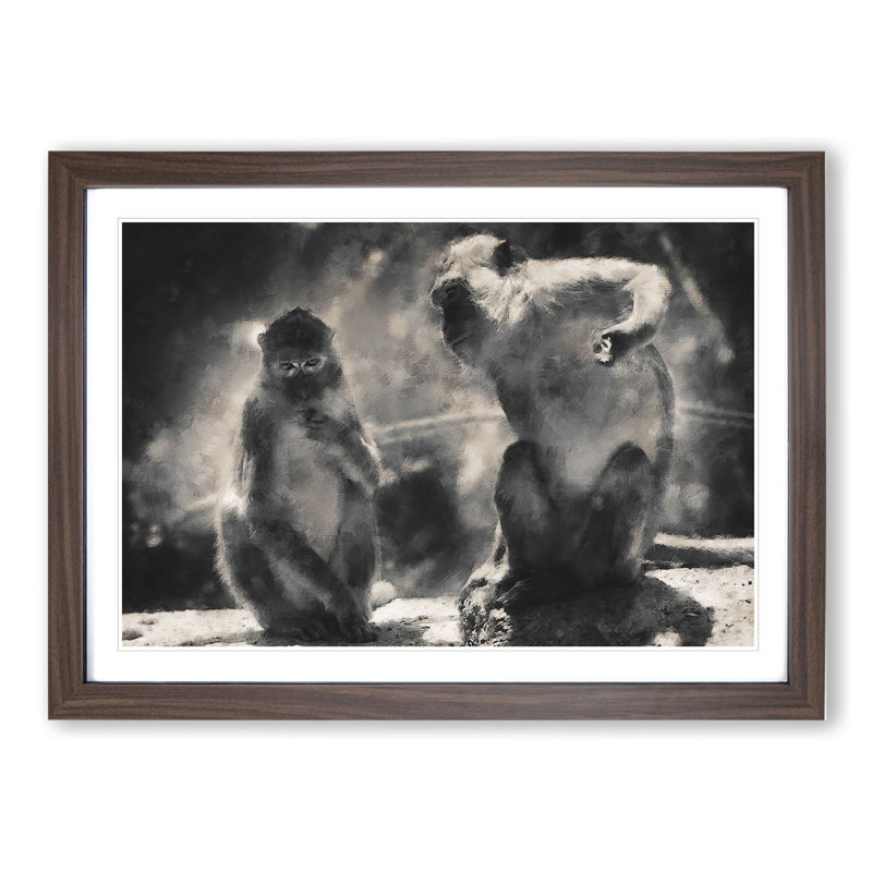 Mountain Monkeys - Framed Print, 48cm H x 65cm W x 2cm D, Walnut Framed