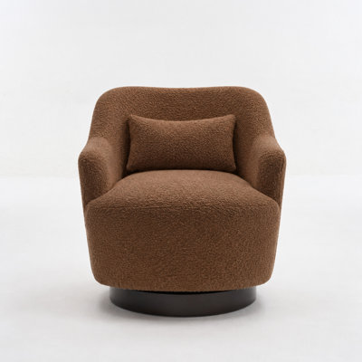 Modern Upholstered Swivel Barrel Accent Chair with 360° Rotation, Boucle Fabric Lounge Chair for Living Room Bedroom Reading Corner