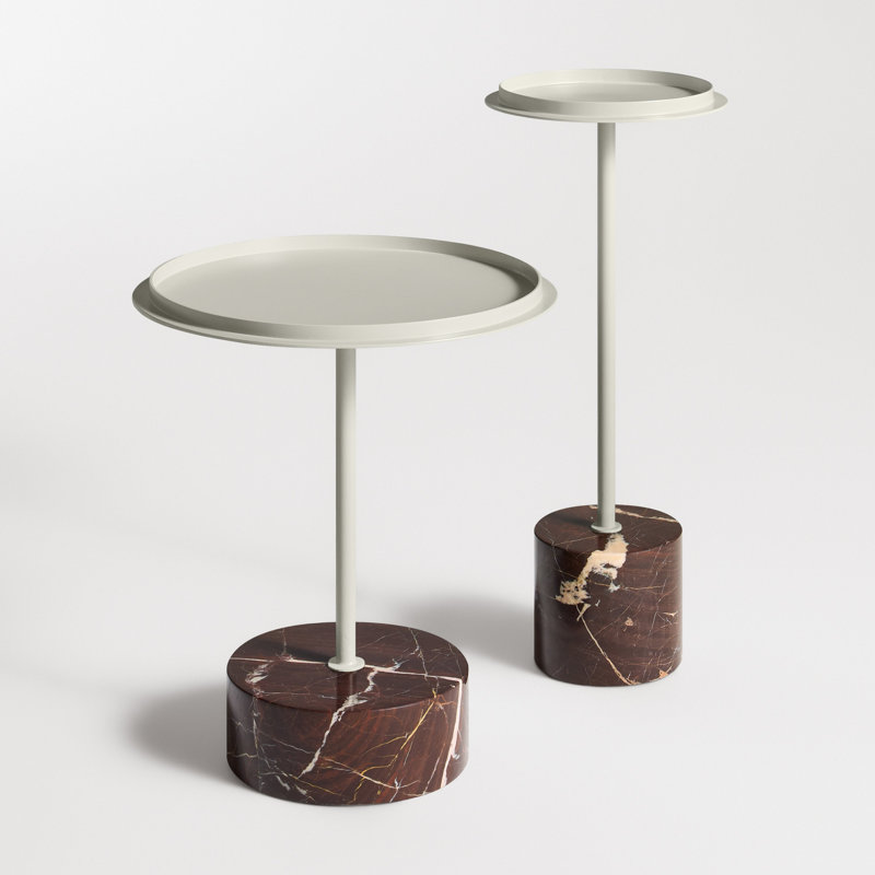 Chit Chat Marble Pedestal End Table, Putty, Green