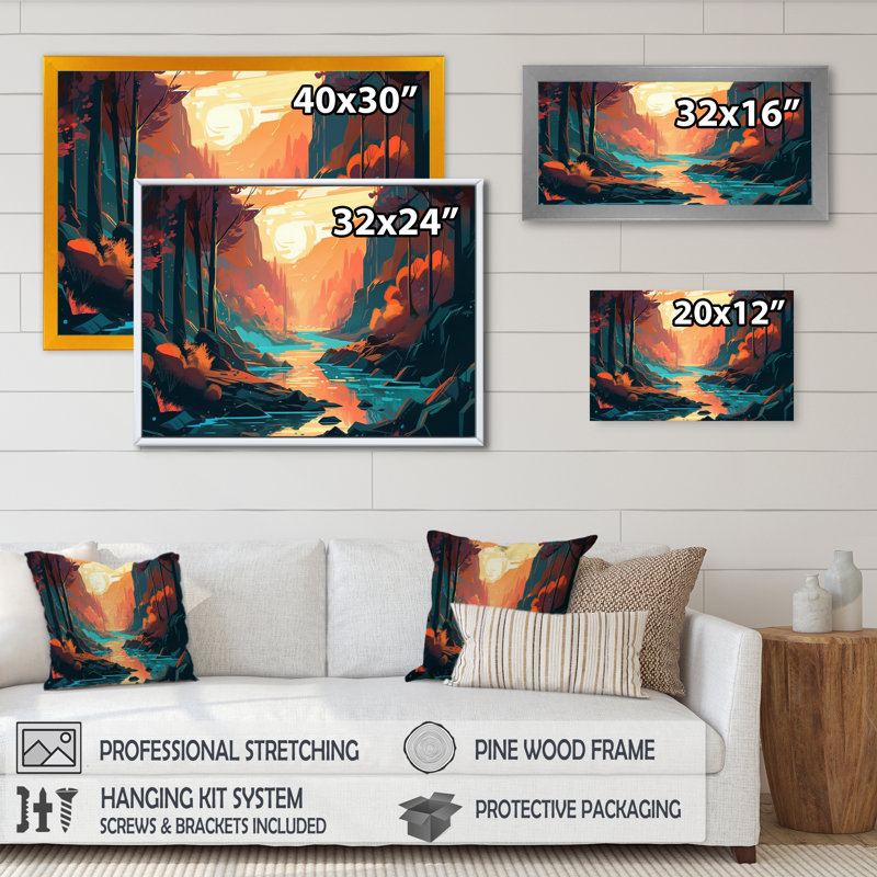 «Beautiful Stream at Sunset II», reproduction, Cadre photo noir, H 12 po x l 20 po x P 1 po