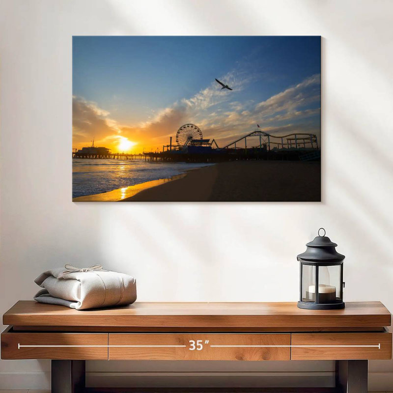 Scène de plage Gillard Santa Monica, H 16 po x l 24 po