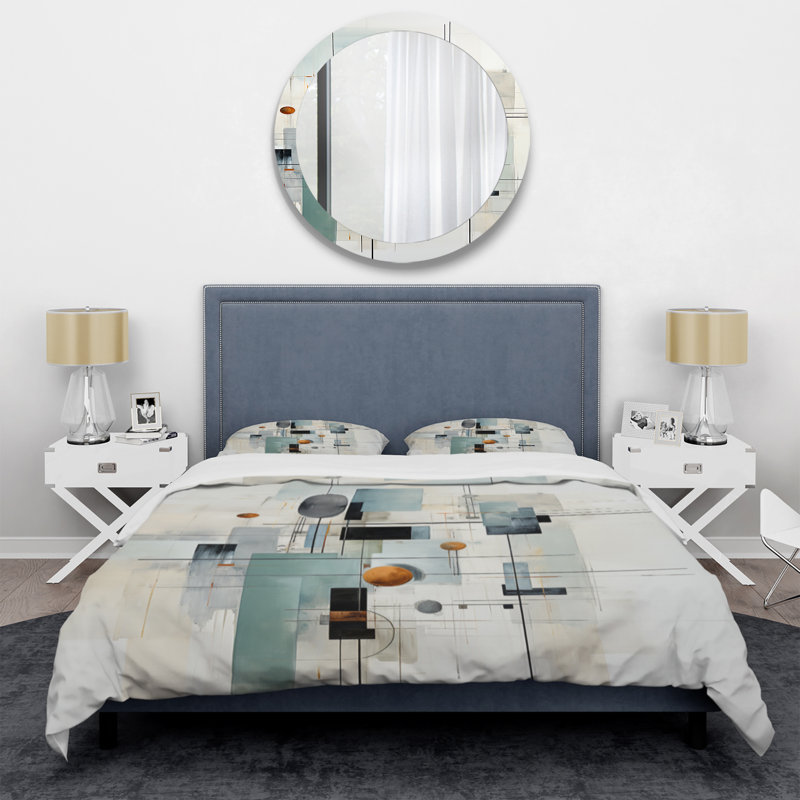 Ensemble de housse de couette en microfibre / polyester gris, Housse de couette simple + 1 taie décorative stan
