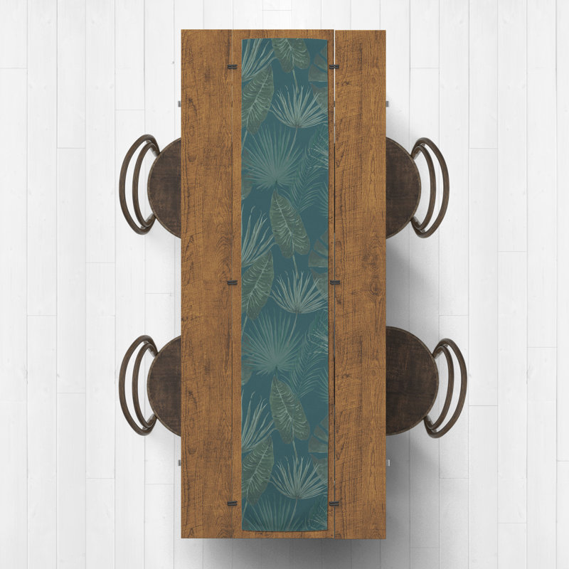 Floral Cotton Blend Table Runner, 72" L x 16" W, Blue