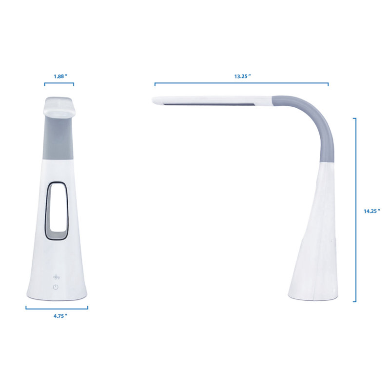 Montez-le! Lampe de bureau Turcom AirLight Ultrabright à DEL avec ventilateur à trois vitesses sans lame | Blanc