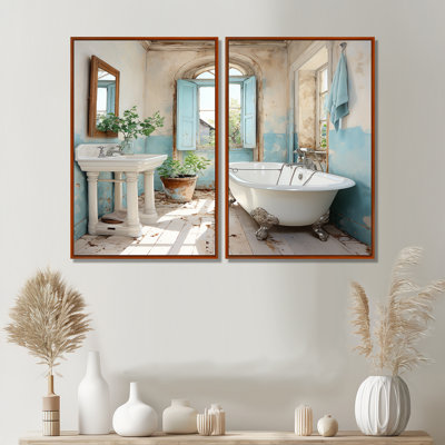 Farmhouse Bathroom Charm I - Humour Laundry Wall 2 panneaux