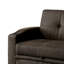 Canapé futon, revêtement en tissu brun, base coulissante, capitonnage à boutons