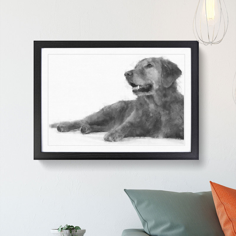 Golden Retriever - Single Picture Frame Print on MDF, 62cm H x 87cm W x 2cm D, Black Framed