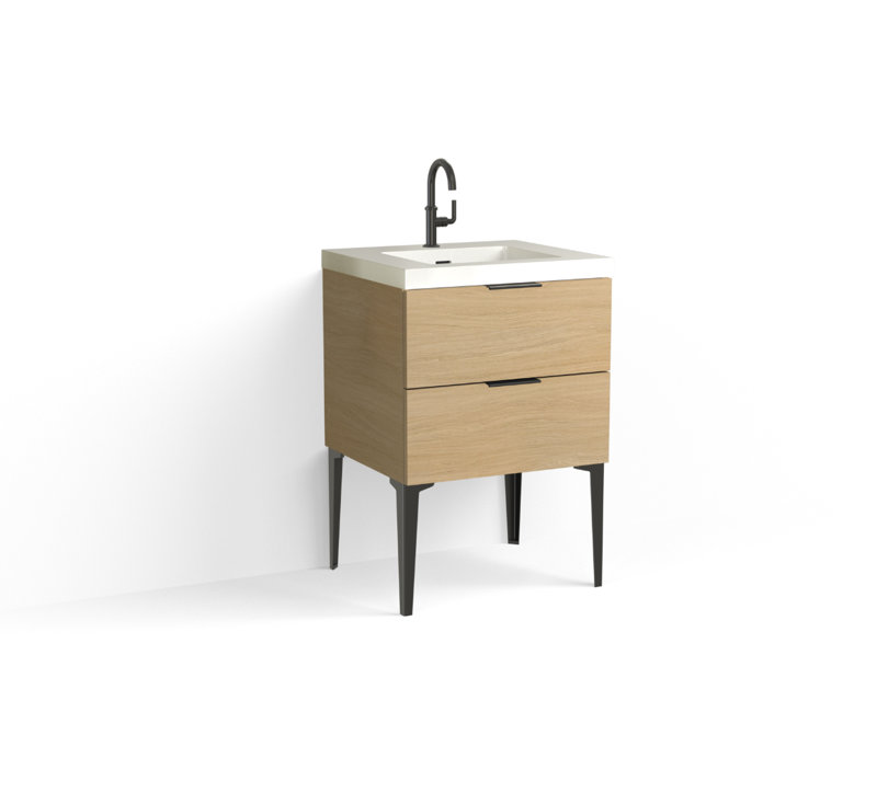 Avila 24" W Freestanding Single Bathroom Vanity with Dean Leg, Matte White/Single, Nocino, Matte Black