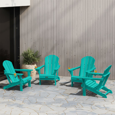 Besteiro Adirondack HDPE Foldable Chair Wood Texture  With Cup Holder