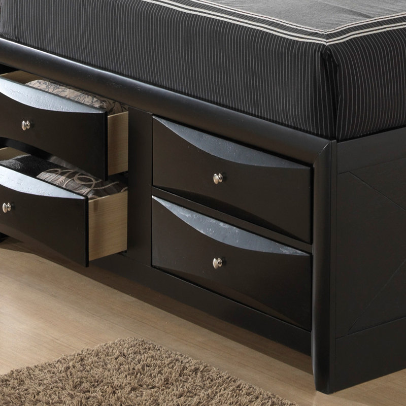 Lit double élégant avec rangement contemporain, Lit double