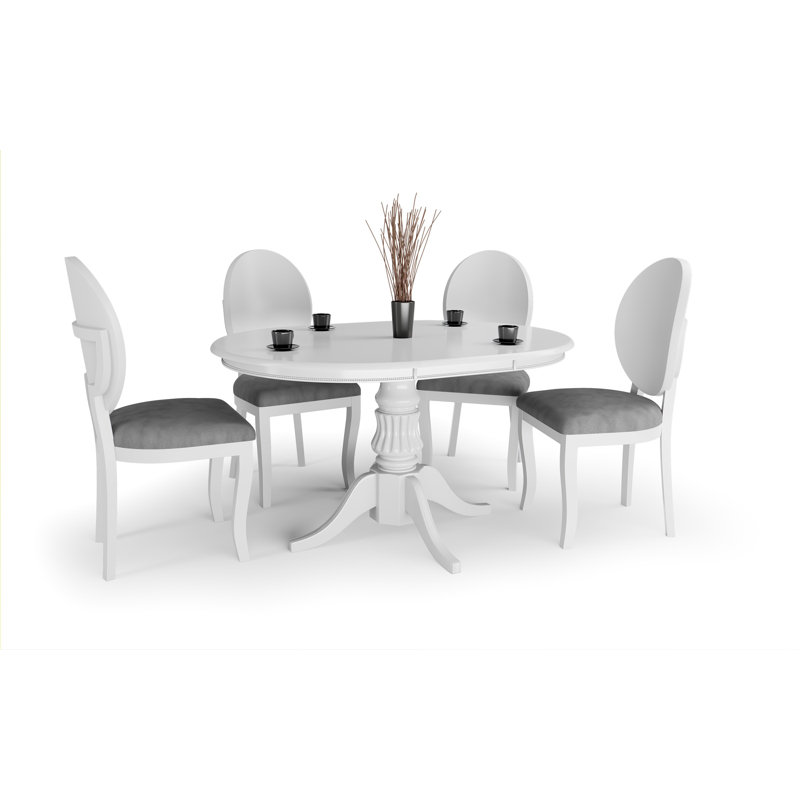 Lippa Oval Solid Wood Base Dining Table, White