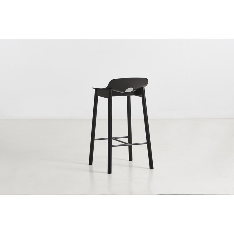 Mono Bar Stool, Counter Stool (25.59'' Seat Height), Oak/Black