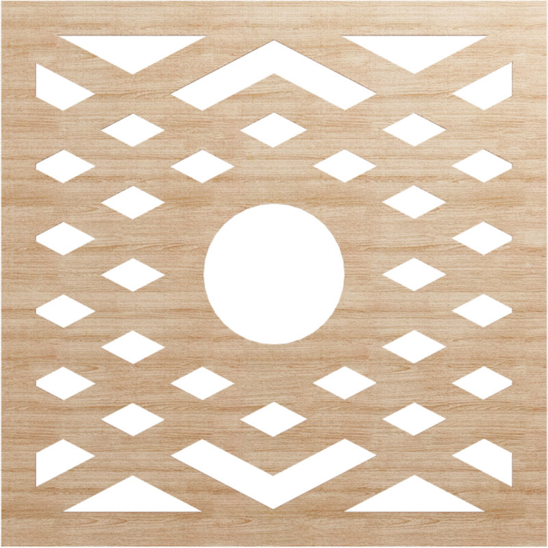 Médaillon de plafond à chevrons, Aulne, H 40 po x l 40 po x P 0,38 po