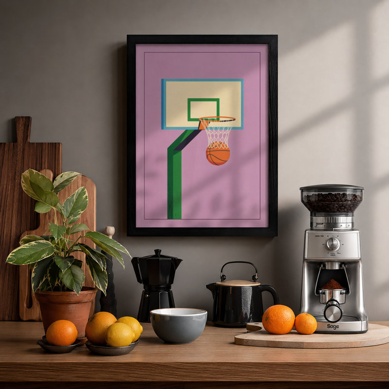 Basketball Hoop Geometry Geometric - Framed Print, Black, A3 - 42.0 x 29.7 cm