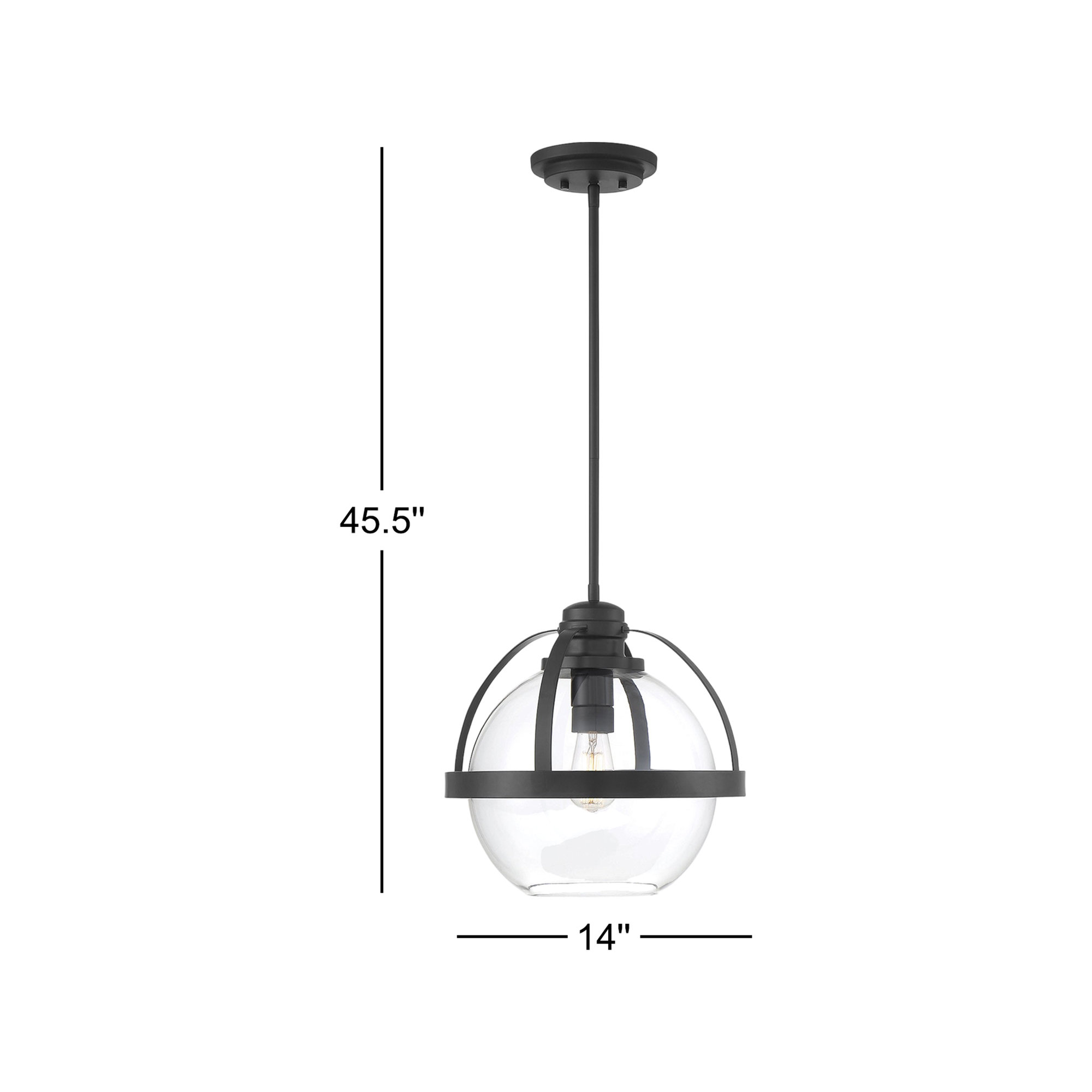 Single Light Glass Dimmable Pendant, Matte Black