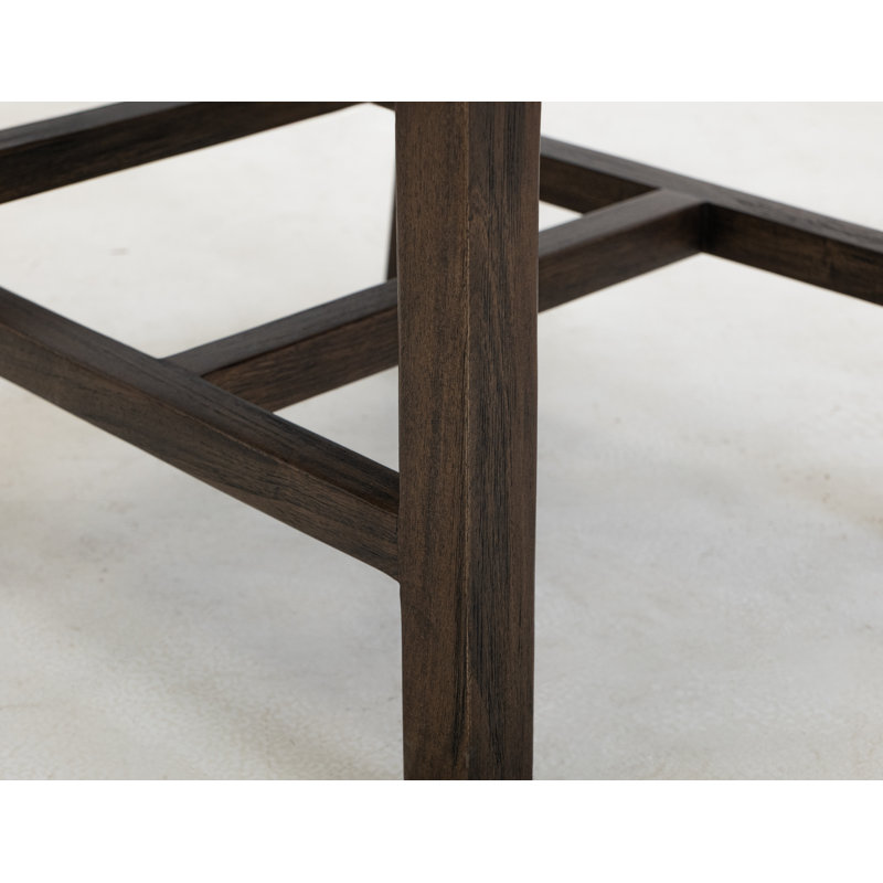 Fauteuil en teck foncé avec accoudoirs en bois