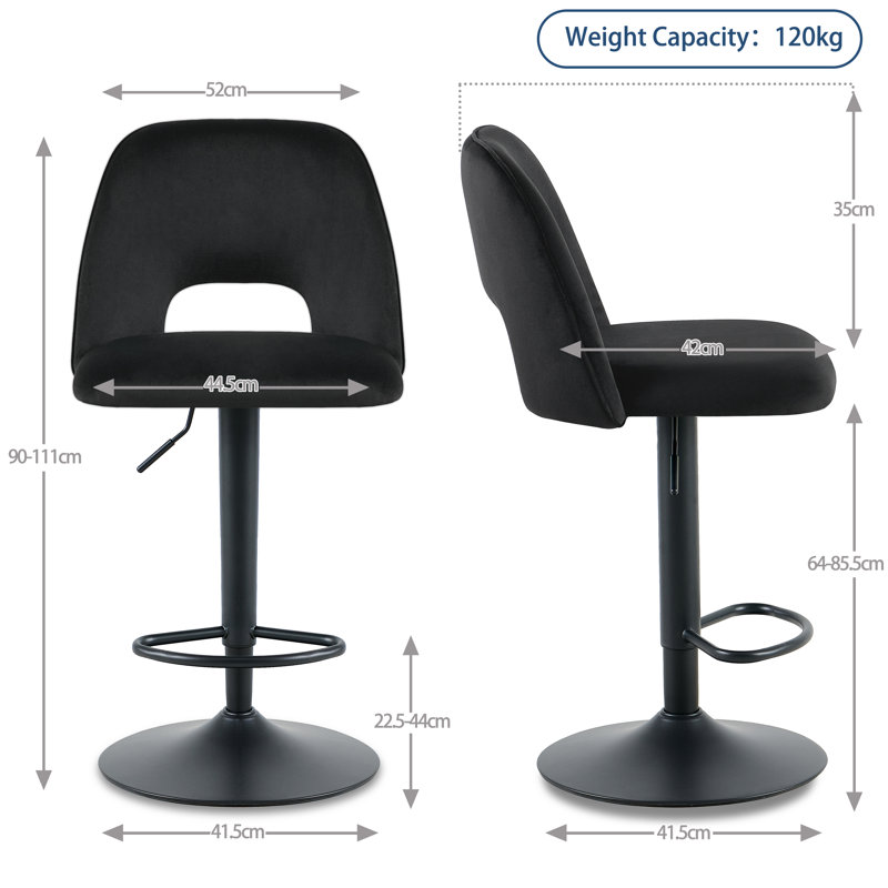 Swivel Adjustable Height Counter Stool, Black