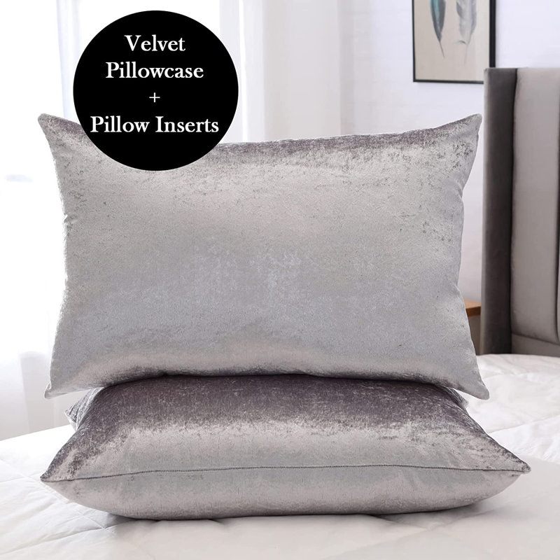 Polyester Medium Support Pillow (Set of 2), Grey