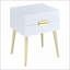 Blanc et blanc Table basse dorée à 2 tiroirs, peu encombrante pour les petites pièces avec pieds dorés luxueux-314719801