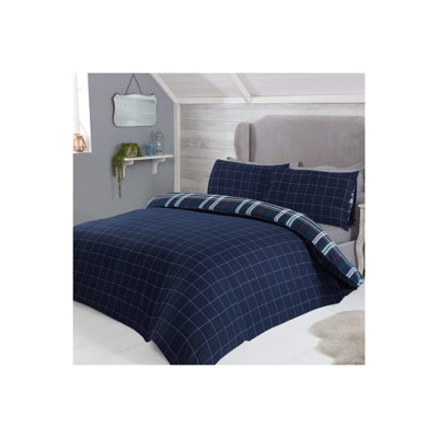 Nicci Cotton Chequered Duvet Cover Set with Pillowcases