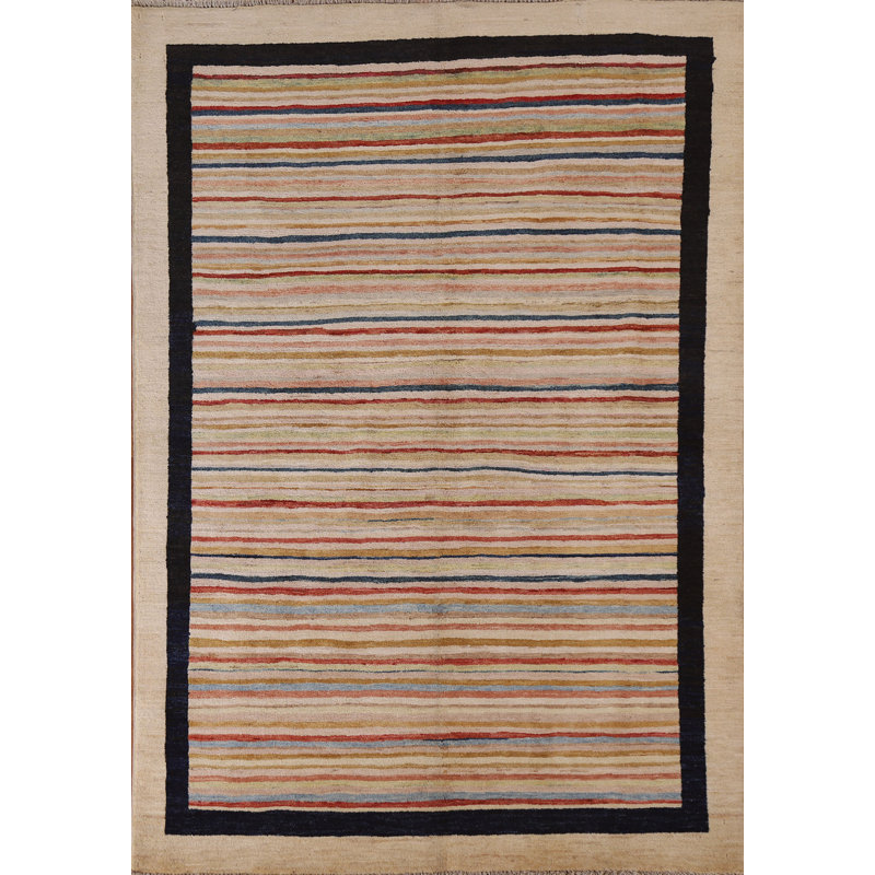 Tapis oriental rayé Gabbeh 5 x 6
