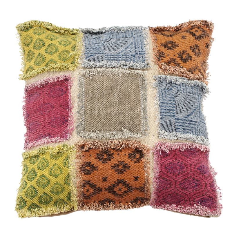 Ruffled Cotton Reversible Throw Pillow