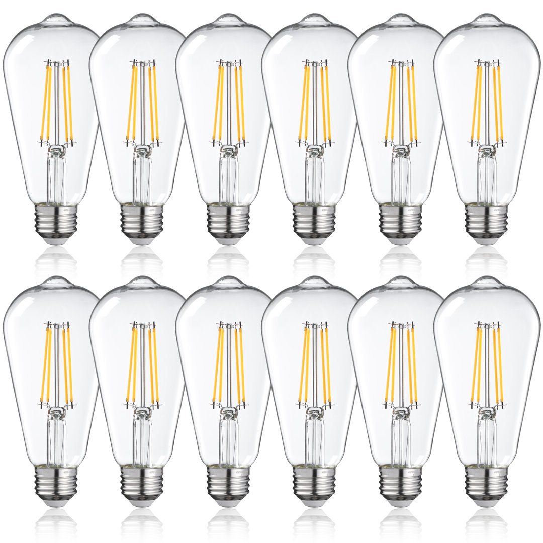 75 Watt Equivalent ST19 E26/Medium (Standard) Dimmable 2700K LED Bulb (Set of 12) TORCHSTAR