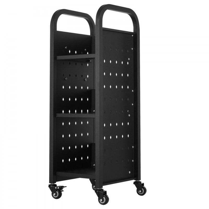 Chariot à livres à 3 niveaux, Noir, H 36,8 po x l 12,6 po x P 13,8 po