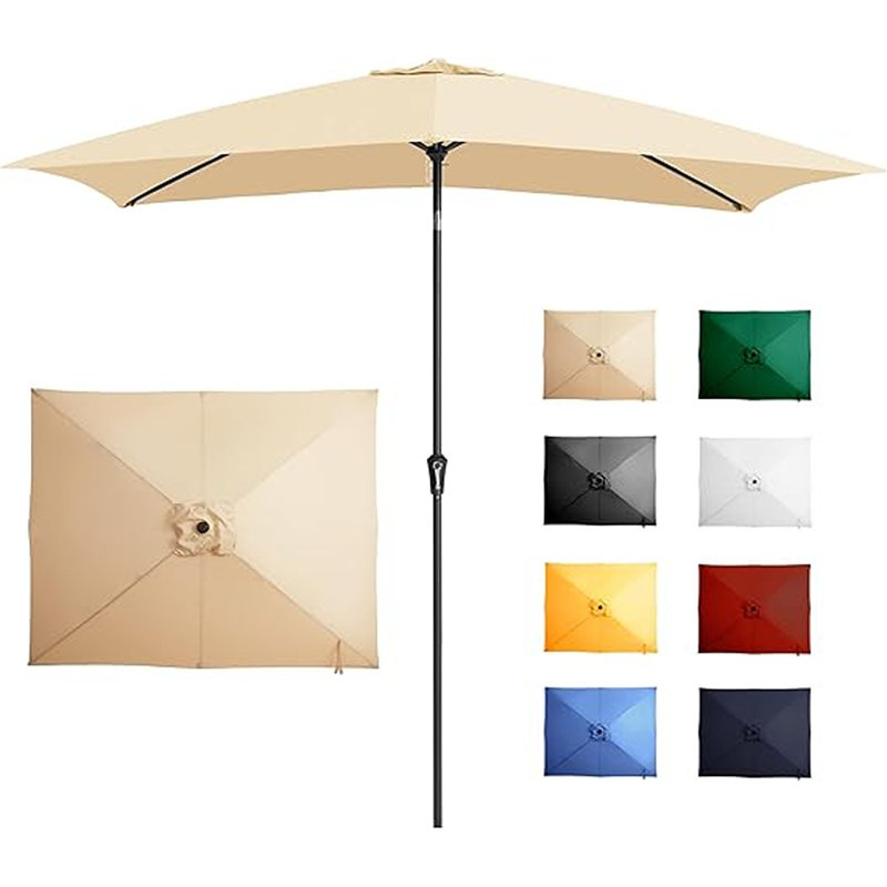 Rectangular Patio Umbrella Outdoor Table Umbrella ..., Light Beige