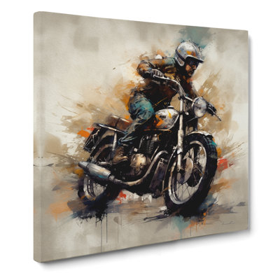 Motorcycle Gestural Art - Wrapped Canvas