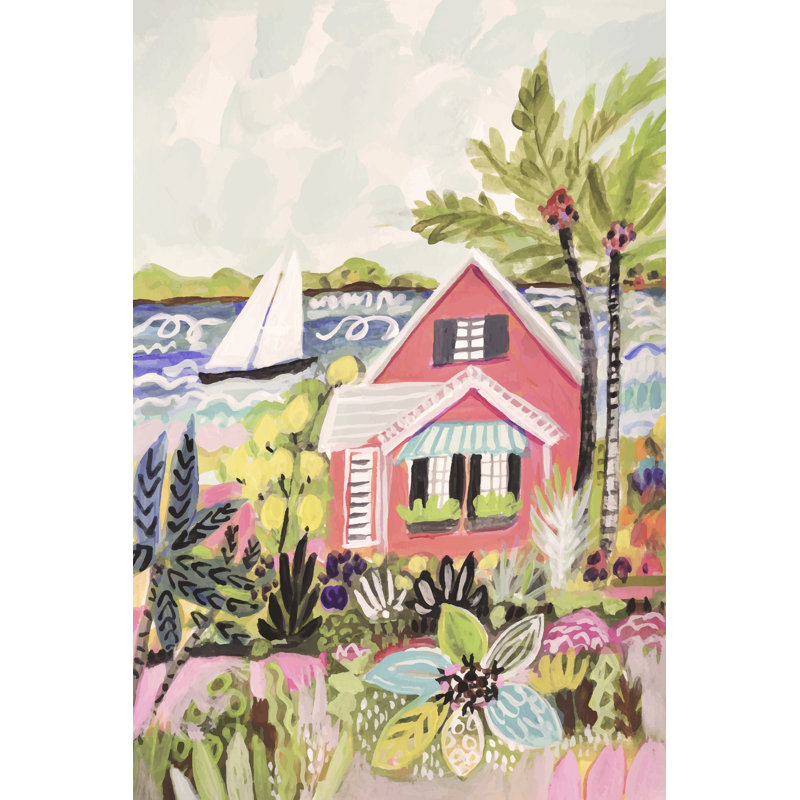 Cabane rose sur toile Leighlyn par Karen Fields, H 12 po x l 8 po