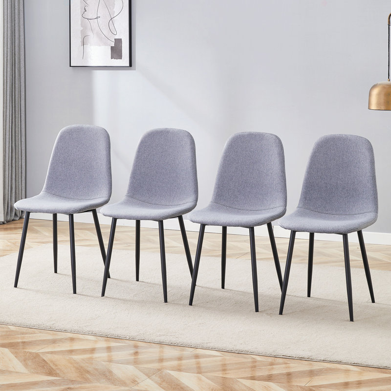 Chaise de luxe simple luxueuse - ensemble de 4 chaises de salle à manger en lin et coton à haute résilience, Gris clair