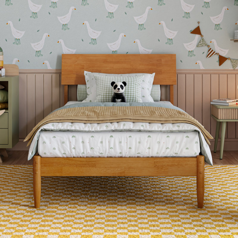 Bradford Platform Bed with Adjustable Headboard, Twin, Light Toffee