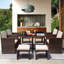 Angelos 8 - Person Wicker Patio Dining Set with Rectangular Table , Cushions Included-473676678