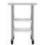 Table de travail en acier inoxydable, table de préparation des aliments de 24 po x 36 po avec 2 tablettes et roulettes, poste de travail de cuisine commerciale, table de travail en métal robuste pour l'extérieur