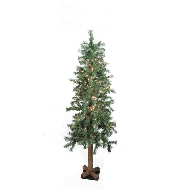 Arbre de Noël artificiel alpin 4 pi avec lumières claires préinstallées