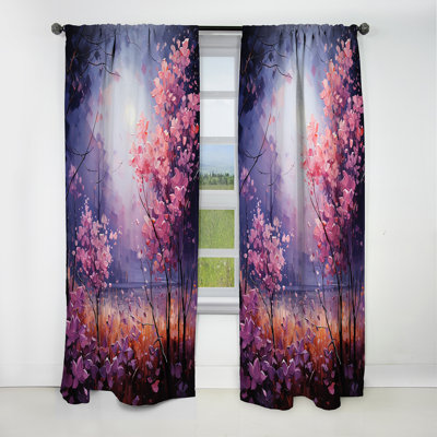 Livingon - Rideau lilas - Rideau floral occultant en velours - 1 panneau